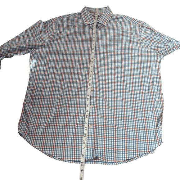 Peter Millar Men's Summer Comfort Gingham Check Button-down Shirt Blue Red XL - Picture 8 of 9